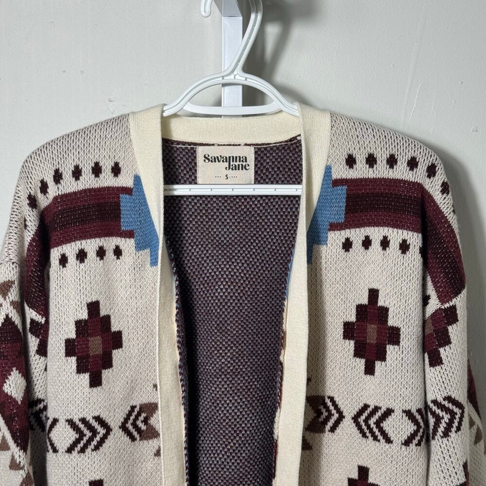 Savannah Jane Southwestern Aztec Open Front Cardigan Sweater Small